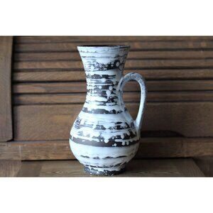 Carstens Tonnieshof West German Vase/ Jug Glaze Brown and White 8"  Mid Century